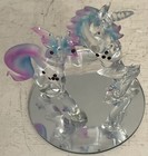 Unicorn Prancing Hand Blown Glass Butterfly Figurine Pastel Rainbow Vintage Euc 