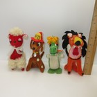 Lot Of 4 Vtg Dakin Dream Pets Stuffed Animals Poodle Fire Dalmation Dragon Lion