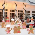 10pcs Christmas Gingerbread Decorations Outdoor  Gingerbread Man Yard Signs 