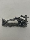 Vintage Metal Skeleton On Chopper Figurine Peper Weight