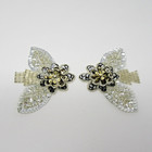 Vtg Iridescent Sequin   Seed Bead Epaulet Flower Applique 4  X 3 25  Lot Of 2
