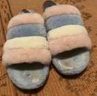 Ugg Pride Rainbow Fluff Yeah Slide Stripe Fur Slipper Sandal Size 9 Men 11 Women