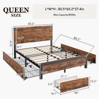 Idealhouse Queen Size Bed Frame With 4 Storage  Strong Metal Queen  Vintage 
