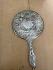 Vintage Hand-held Vanity Mirror Silver Plated Ornate Victorian Design Heavy