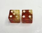 Vintage Pair Of Bakelite Cherry Red Flawed Clouded Dice In Standard Sz 1 5x1 5cm