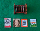 Rare  Concord Dollhouse Miniatures 1 12 Wood Magazine Rack W 4 Vintage Magazines