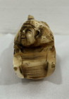Carved Resin Netsuke Man Lying  In Boat 1  H X 2  W X  75  Thick   Signed