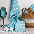 Hand Towels - Set Of 2 - 18  X 30  - Decorative Turkish Hand Turquoise Sultan