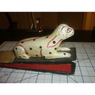 Vintage Carved Wood Leopard Doorstop Primitive Folk Art Spotted Cat Wedge 8  Usa
