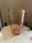 Pink Depression Glass Pitcher With Floral Design
