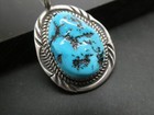 Vintage Navajo Signed Smith Turquoise Gemstone Sterling Silver 925 Pendant