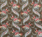Antique 19th Century Brown Red Floral Roses Calico Cotton Fabric   Doll Quilt