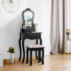 Costway Black Vanity Wood Makeup Dressing Table Stool Set Jewelry Desk Mirror