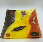 Fused Art Glass Square Plate dish Ben Chang San Francisco Artist 9 Inch Square
