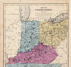 1855 Map Ohio - Kentucky - Tennessee - Indiana - Original  Railroads  10x8 