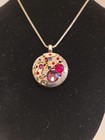 Artisan Steampunk Watch Movement Pendant Necklace Pink Purple Crystals
