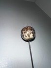 Antique Victorian Japanese Satsuma Circle Hatpin With Flower Pattern 8 Inch