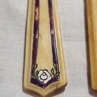 Vintage 4 Pc Manicure Set Brown Yellow Bone Handle - Floral Pattern Vanity