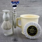 Classic Mens Shaving Set With 5 Edge Razor Badger Hair Shaving  Brush Soap   Mug