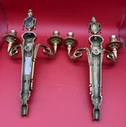 French Louis Xvi Style Cast Bronze Double Arm Wall Sconce Candle Holder Heavy