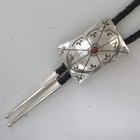 Sterling Silver   Coral Rectangular Domed Southwestern Bolo Tie