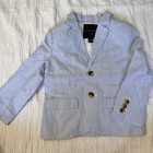 Janie And Jack Blazer Seersucker Style Cotton Polyester Blue White Boys 3t