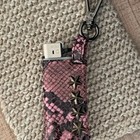 Pink Snake Pattern Lighter Case With Star Ornament Keyring