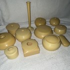 Vintage Beige Bakelite Vanity Accessories Set With Multiple Containers   Holders