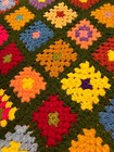 Handmade Granny Square Crochet Afghan Throw Blanket Colorful
