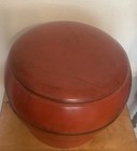 Vintage Chinese Red Lacquer Elm Wooden Wedding Storage Rice Basket Box