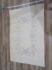 Vtg  Primative Queen Anne Rug No  531 Hooking 53x34  Floral Print Stamped Jute