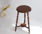 Antique English Bobbin Wooden Stool  Wooden Round Carved Side Table  Farmhouse
