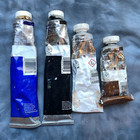 Lot Of 4 Winsor   Newton Winton Oil Colour Paint White Black Burnt Umber Blue