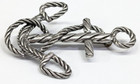 Vintage Jj Jonette Jewelry Pewter Silver Tone Boat Anchor W rope Brooch Pin