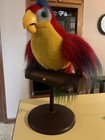 Vintage Gemmy Pete The Repeat Parrot Interactive 13    Plush On Tall Perch  Works