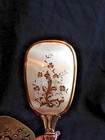 Vntg Gold   Silver Tone Metal Vanity Dresser Set Mirror   Brush Removeable Brist