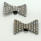 Rhinestone Bow Shoe Clips Silver Tone Sparkly Bridal Wedding Multi Row Vintage