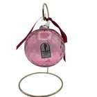 Pilgrim Cranberry Glass Ornament Optic Design Hand Blown 3  Usa
