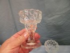 Lot Of 4 Clear Glass Diamond Quilt Footed Votive Cup Candle Holders