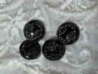 Antique French Jet Glass Victorian Set Of 4 Buttons Etched  9 7mm Diminutive