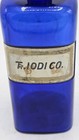 9  Apothecary Tr  Iodi Co Antique Bottle Label Under Glass Cobalt Blue W T Co 
