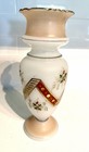Antique Victorian Bristol Opaline Milk Glass Vase Hand Blown Enamel Gilt 11   
