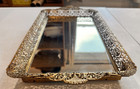Vtg Mirror Perfume Tray Ormolu Filigree Vanity Dresser Gold Gilt 18  X 10 