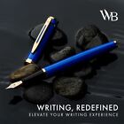 Fountain Pen Set  Medium Nib  24 Ink  Converter  Gift Pouch - Blue Gold