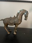Vintage Brass Horse With Chinese Symbols