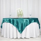 Turquoise Satin 72x72  Square Table Overlay Wedding Party Topper Decorations