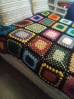Vintage Crochet Granny Square Afghan Blanket -bed Spread- Couch-extra Lg 85 x67 