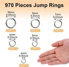 970 Pcs Open Jump Rings  For Jewelry Making Small O Ring Metal Silver 