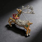 Vintage Style Gold Reindeer Brooch Pin Crystal Rhinestone Christmas Jewelry Gift