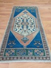 Quality Antique Green Blue Small Rug Anatolian Wool Handwoven Rug Free Ship Rug